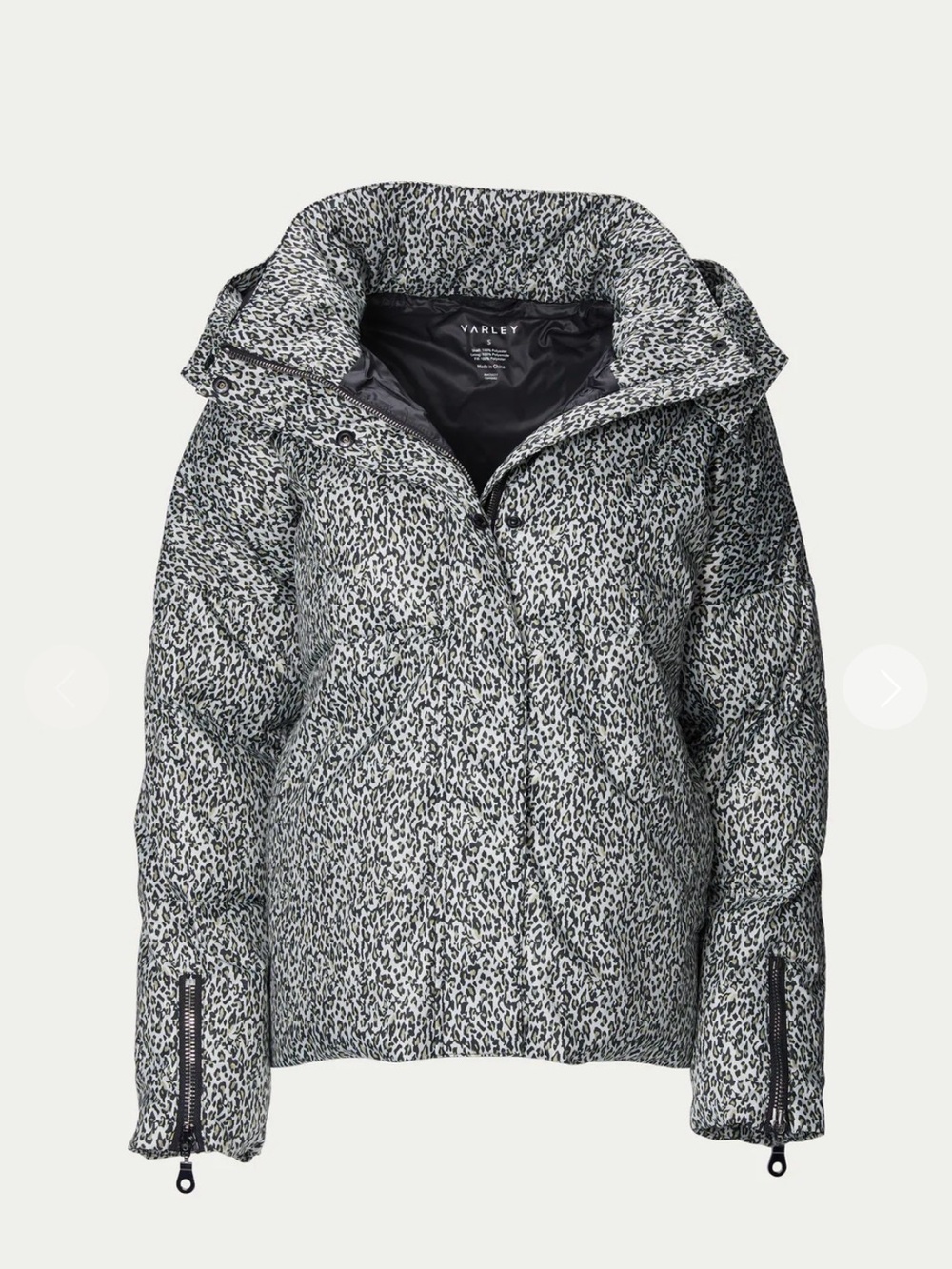 Varley Carmeline Jacket Micro Abstract snow leopard Print Puffer Jacket